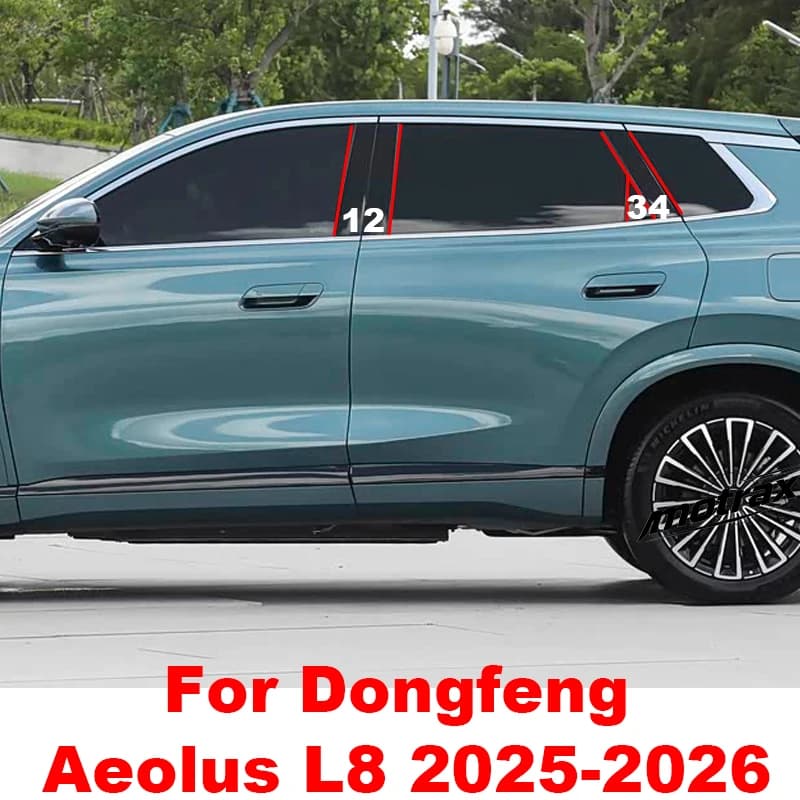 For Dongfeng Aeolus L8 2025 2026 Car Styling Pillar Posts Door Window Molding Cover Trims Stickers Auto Accessories