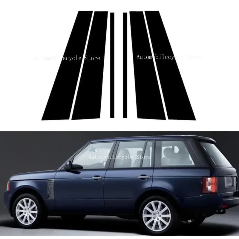 6PCS Glossy Black Pillar Posts Fit For Land Rover Range Rover Sport 2010 2011 2012 2013 Window Moulding B C Center Sticker Cover