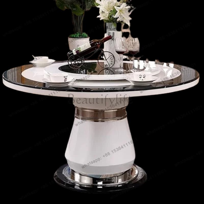 yj7 Italian Design Dining Tables Party Waterproof Salon Round Dining Tables Luxury Breakfast White Table A Manger Furniture Home