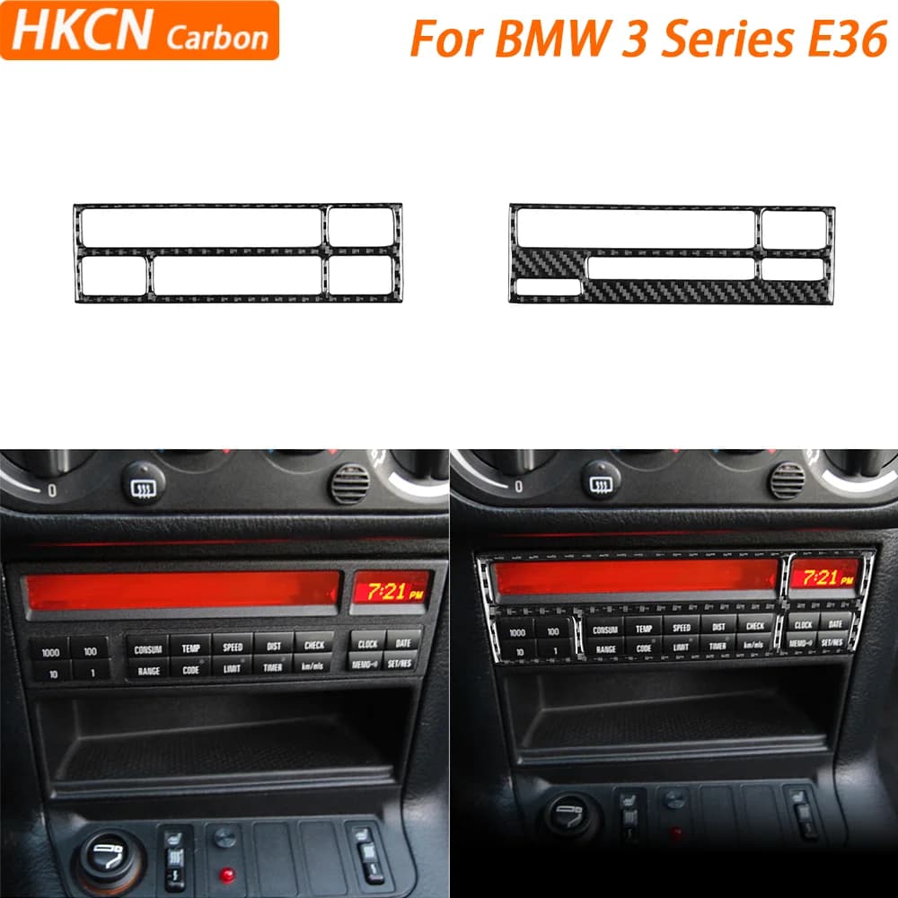 For BMW 3 Series E36 1994—1996 Car Accessories Carbon Fiber Center Volume Control Panel Interior Cover Trim Sticker Modification