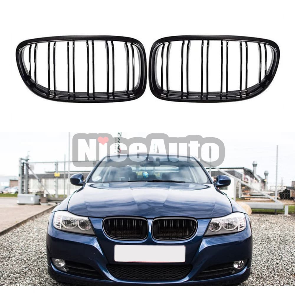 Glossy Black M-Color Kidney Car Front Bumper Grille Auto Racing Grilles for BMW E90 E91 LCI 325i 328i 335i 2009 2010 2011 2012