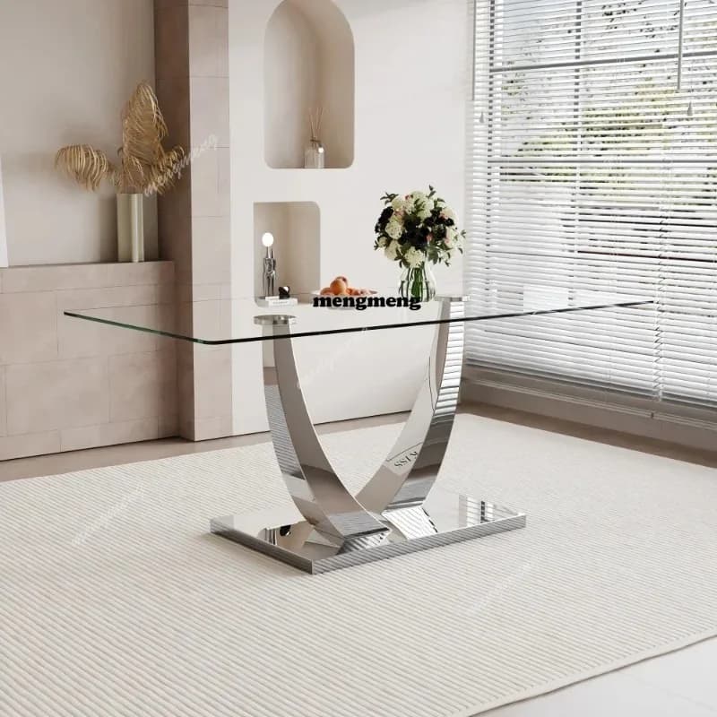 Premium Practical Elegant Modern Dining Table Transparent Restaurant Tables Kitchen Rooms Simple Dinner Luxury