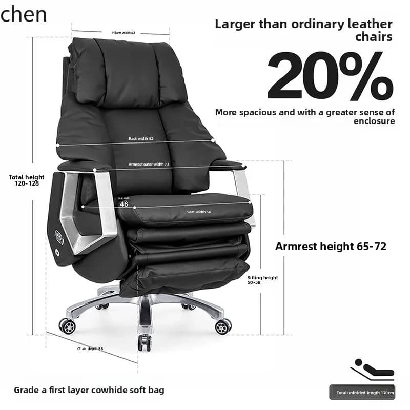 FZ Office Executive Chair Genuine Leather Comfortable Reclining Electric Boss Chair Ventilated