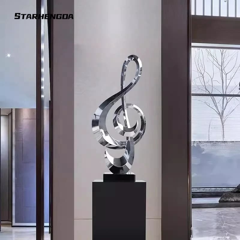 Stainless Steel Treble Symbol Hotel Model Room, Living Room, Art Sculpture, Floor, Corridor, Modern, Simple Decoration