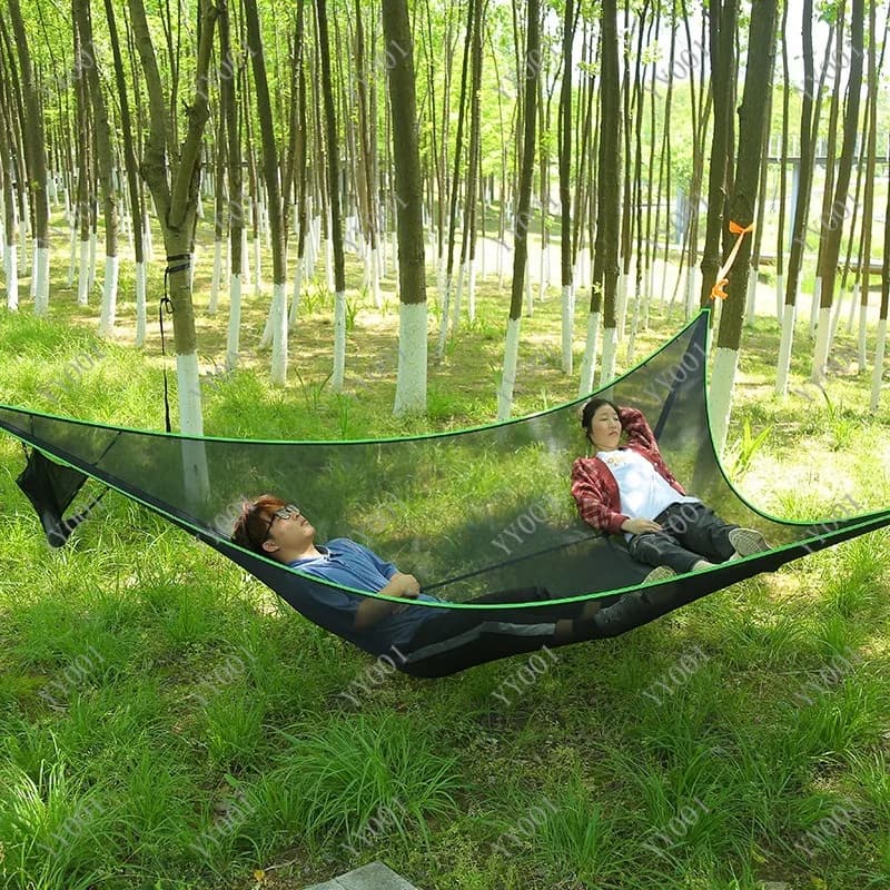 Portable Triangular Hammock Multi Person Outdoor Camping Swing High Strength Encrypted Mesh Hanging Bed