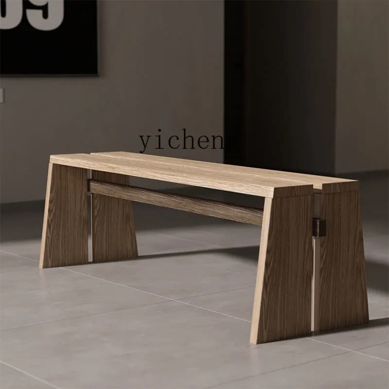 D17 Furniture Nordic Solid Wood Bench Modern Special-shaped Door Creative Log Bench