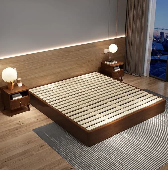 # Adjustable Convertible Modern Bedroom Bed Set Solid Wood Platform Frame King Size Apartment Small House