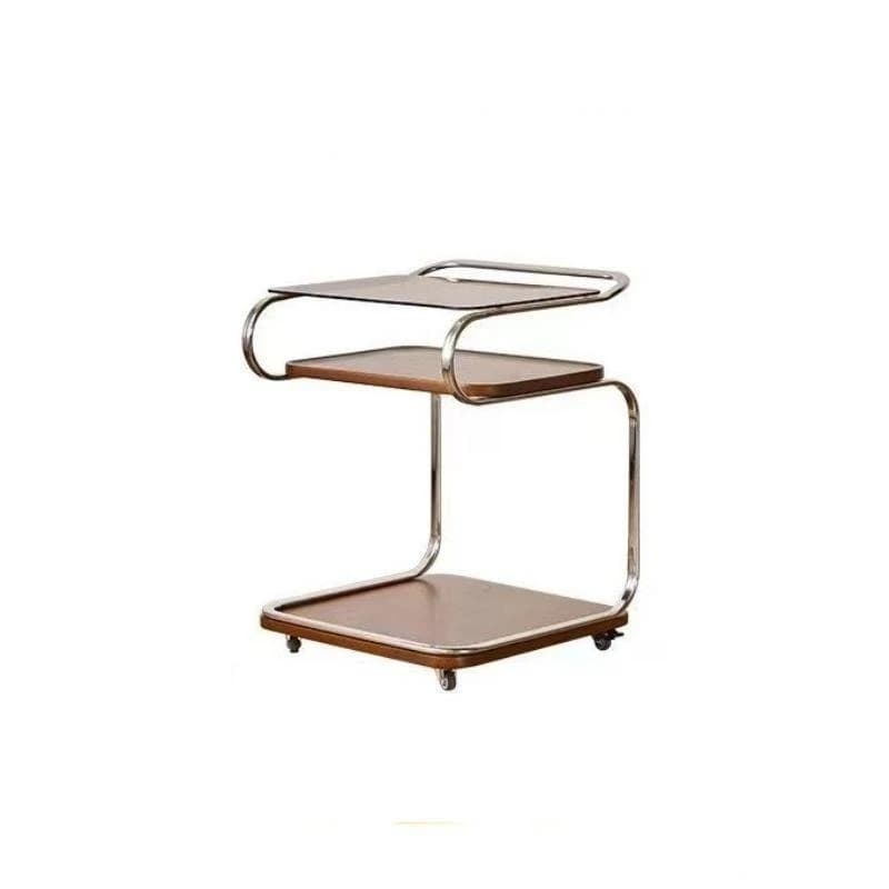 Household side few trolley with wheels, antique sofa in living room, coffee table corner few Nordic movable dining car rack