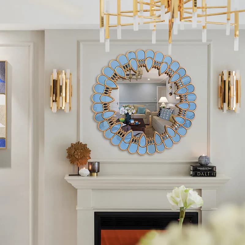 Circular Cosmetics Decorative Mirrors Luxury Modern Items Sticker Living Room Wall Mirror Girls Nordic Spiegels Home Products