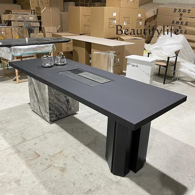 X36 Italian Minimalist Design Solid Wood Tea Table Modern Minimalist High-end Marble Tea Table