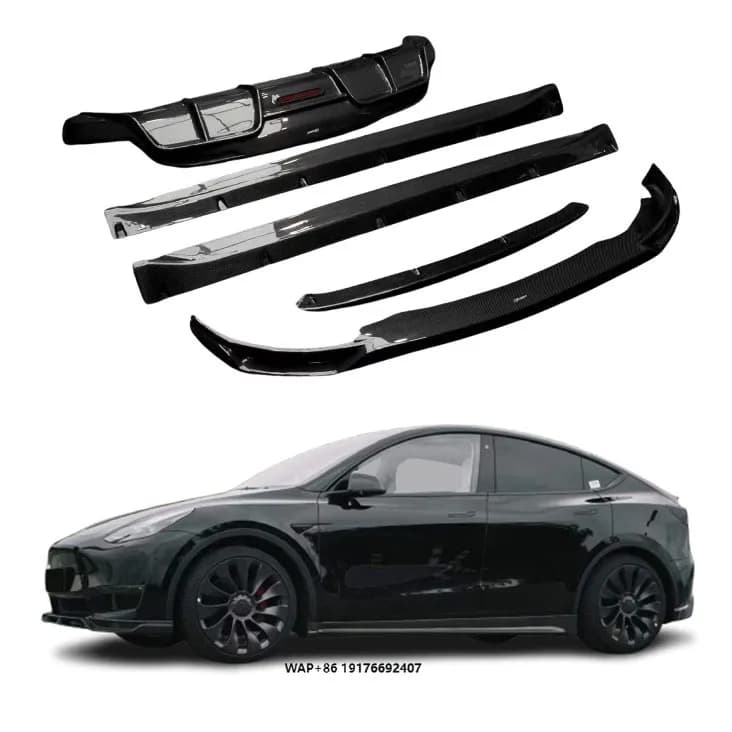 High Quality 'Tesla Model Y CMST Style Carbon Fiber Bumper Kit Front Lip Rear Diffuser Spoiler Side Skirt Bolt-On Perfect Fit