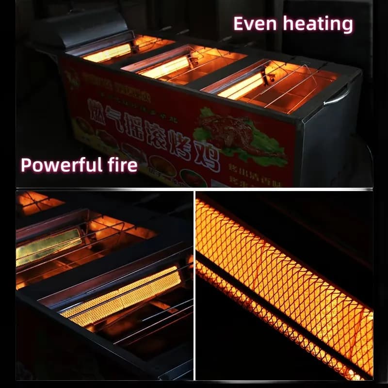 Electric Movable Grill Chicken Roaster Oven Professional Rotisserie Snack Preparation Machine Kitchen Cooking Appliance