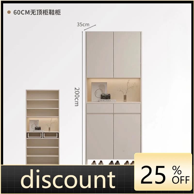 LMM cream style solid wood entrance shoe cabinet household partition foyer cabinet integrated combination