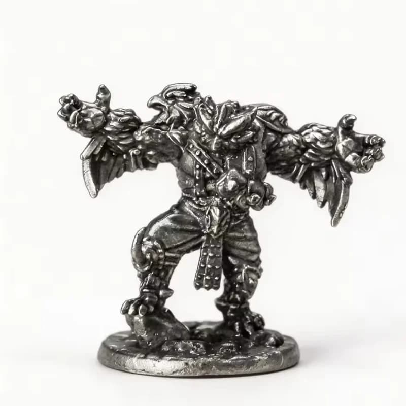 Metal Owl Warrior Miniature Figure, Tabletop Wargame Chess Piece, Solid White Copper Decor Ornament, Collectible Gift