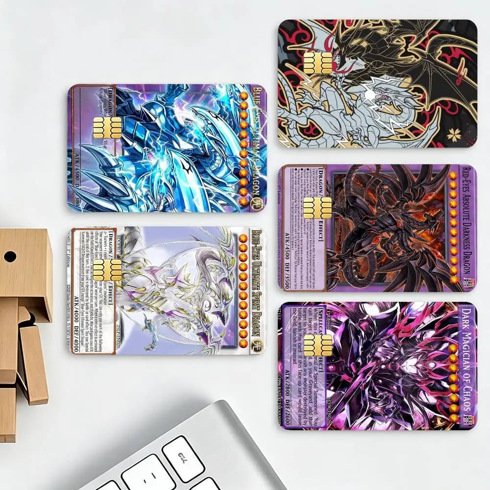 Y-Yu-Gi-Oh Victory Dragon HD Waterproof Credit Card Stickers Silicone Decals For Chip Game Cards Gift