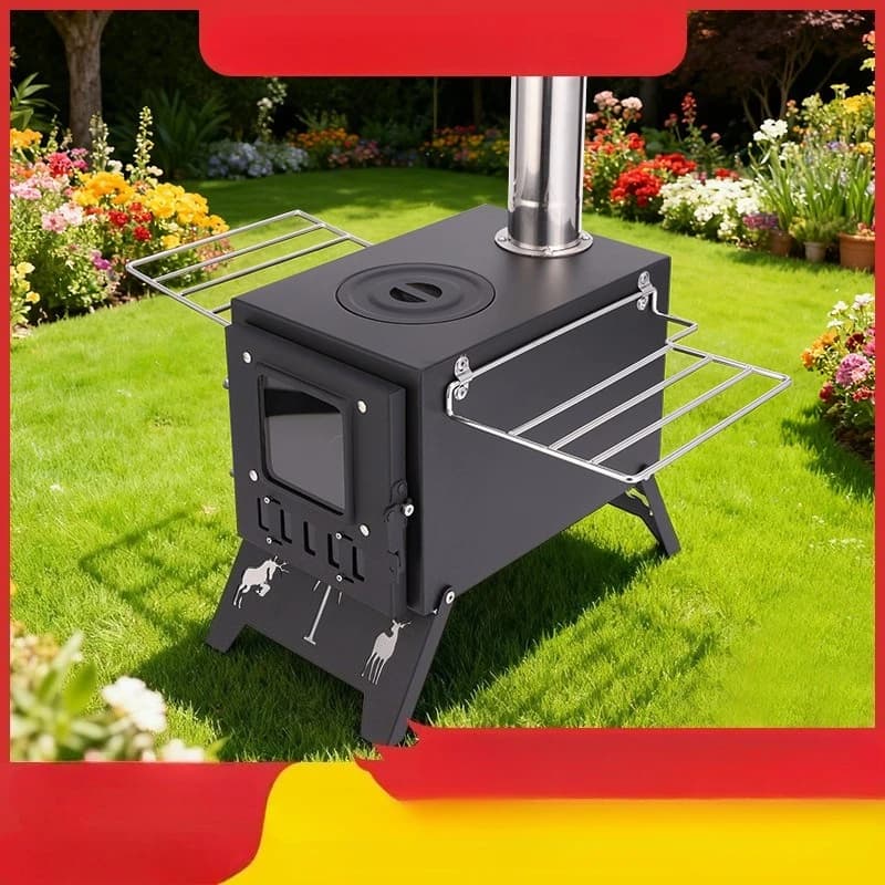Outdoor courtyard tent wood stove camping picnic wood stove picnic stainless steel folding heating cassette stove