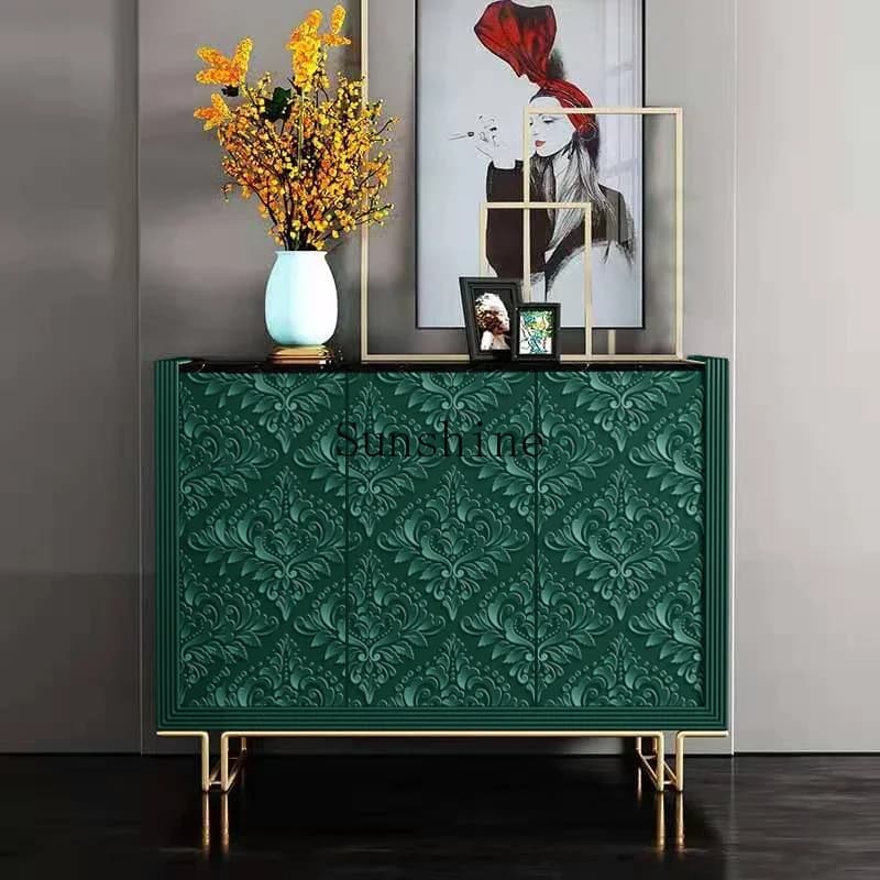 Light luxury marble entrance integrated against the wall living room decoration large-capacity locker  FT