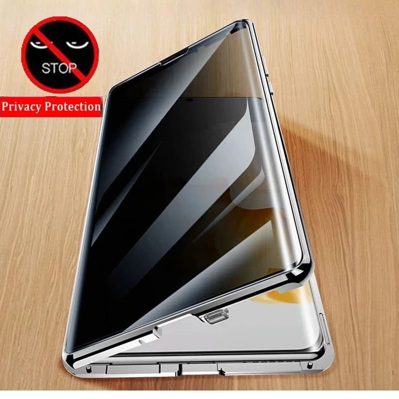 Double-sided Glass Phone Case For OPPO Reno 13 8 11 12 Pro A3 Pro A78 A79 A80 5G Metal Magnetic Protect Cover Anti-peeping Case