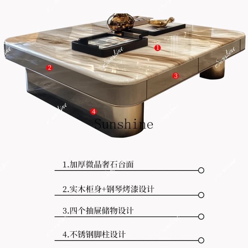 Large living room household marble light luxury simple high-end coffee table 1.5  FT