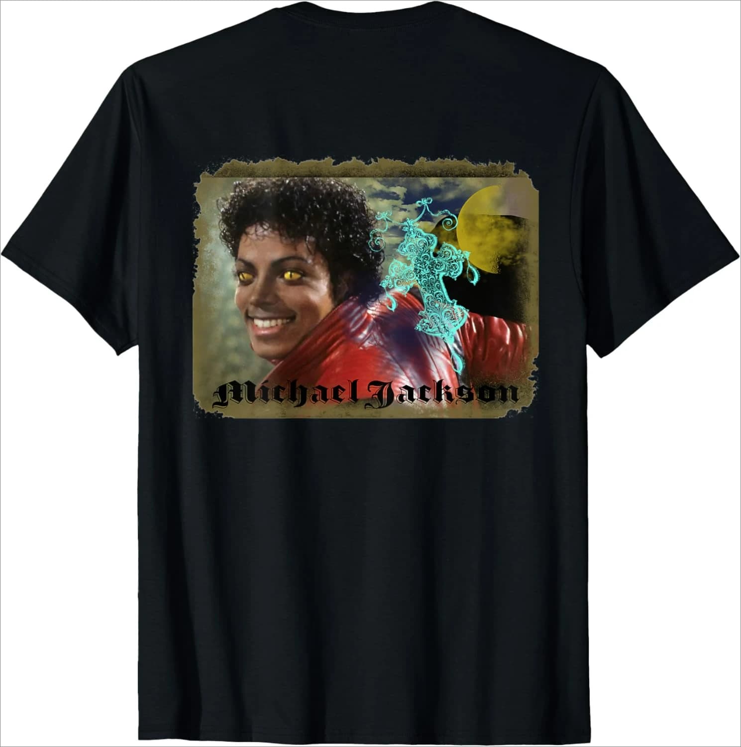 MJ-069_Thriller_pattern design -100% cotton summer O-neck short sleeve casual printed men's T-shirt.