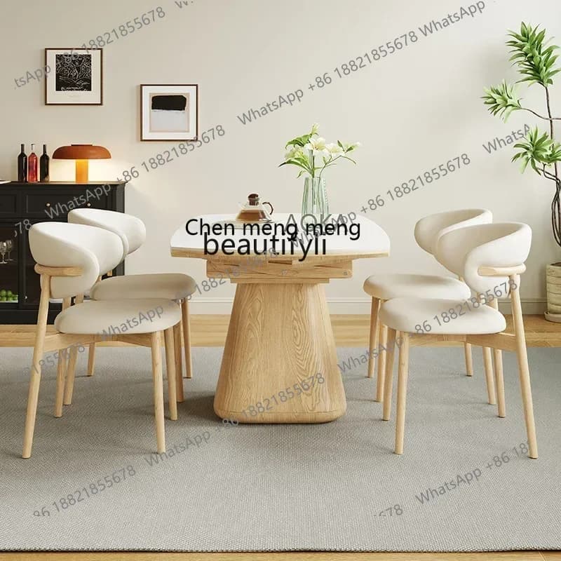 D178   Solid wood rock slab dining table square and round round modern household rectangular dining table