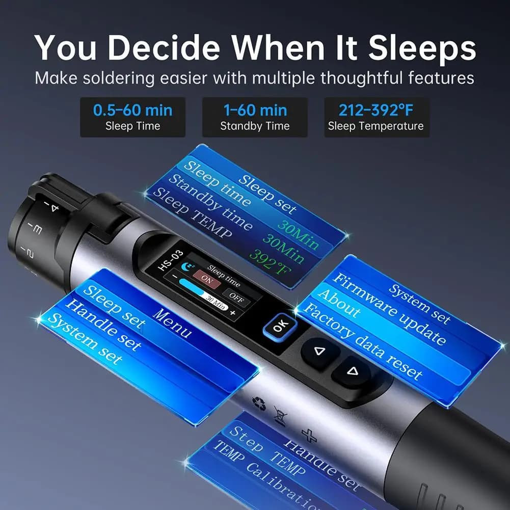 HS-03 Wireless Soldering Iron With 2600mAh Battery And Type-C Charging For Precise Temperature Control From 100 To 450C