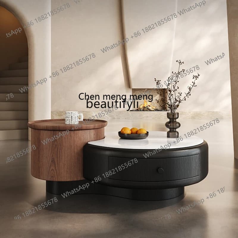 E153 Vintage Style Large and Small Coffee Table Set Nordic Modern Minimalist Living Room Small Apartment Round Coffee Table
