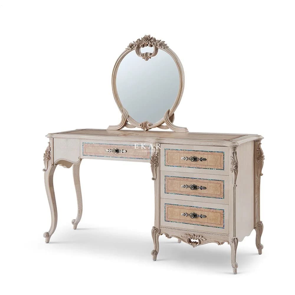 Luxury Classic Hand Carved Make up Table Dressing Table Make up Dresser Bedroom Furniture Dressing Table With Mirror