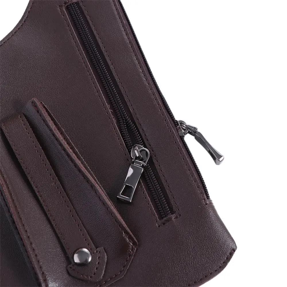 Leather Strap Underarm Strap Wallet Pocket Vintage Luxury Mobile Phone Purse Double Hidden Pocket Anti-Theft