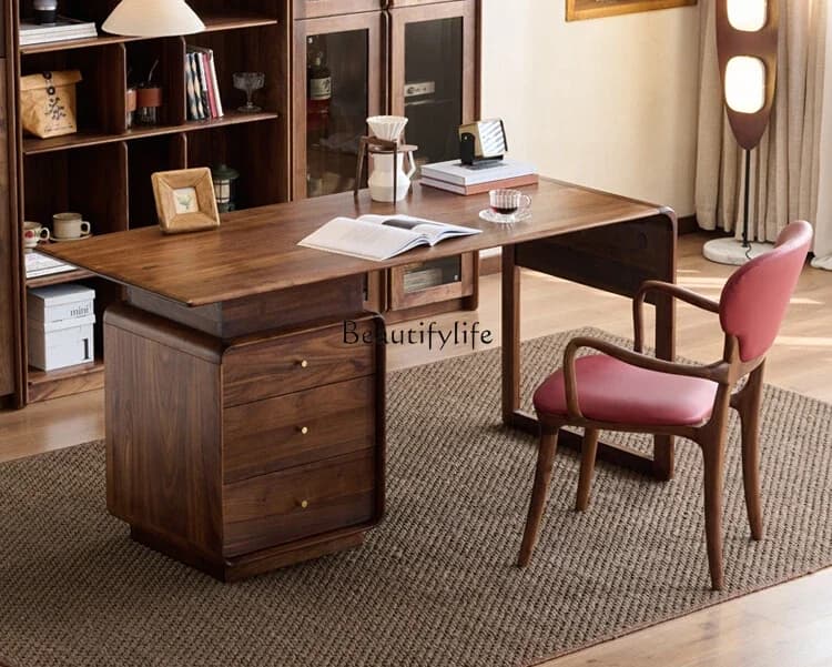 FGNorth American black walnut desk workbench with drawers all solid wood writing desk