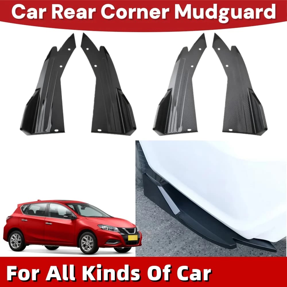 Pair Universal Car Rear Bumper Spoiler Lip Protection Anti-crash Diffuser Carbon Fiber Wing Trim Side Skirt Wrap Angle Splitter