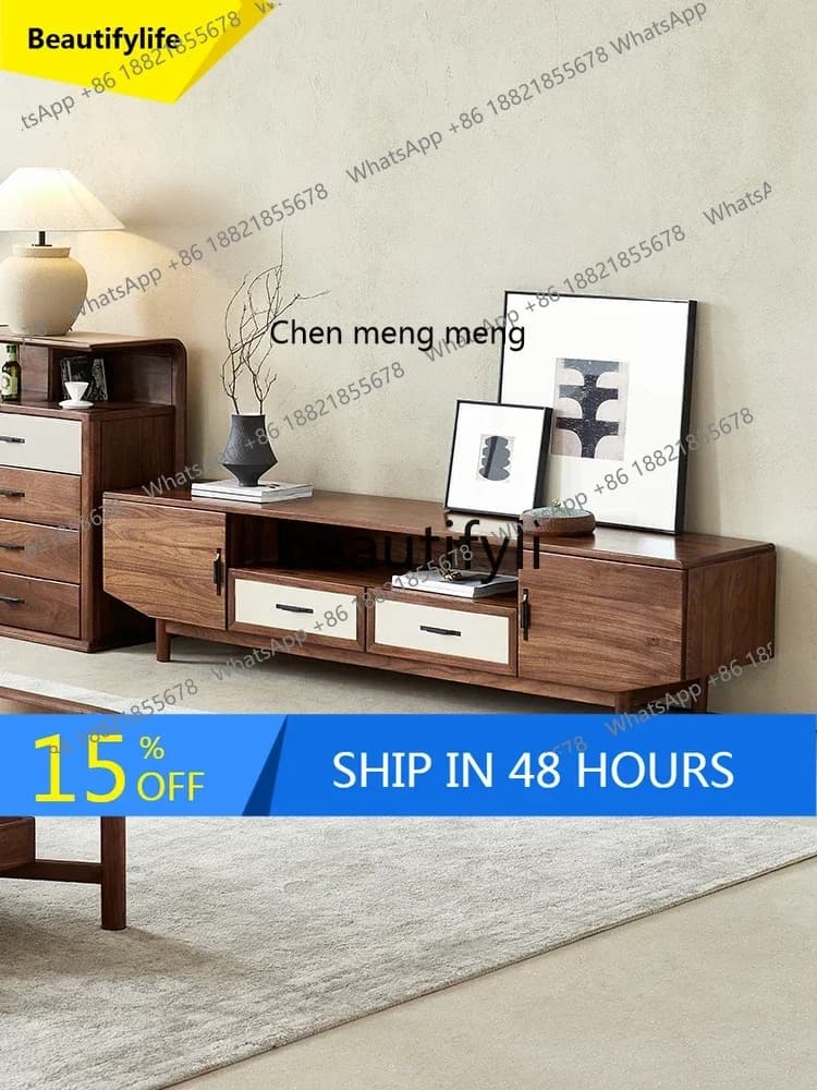 A32 TV cabinet North American black walnut floor cabinet household simple small apartment living room locker