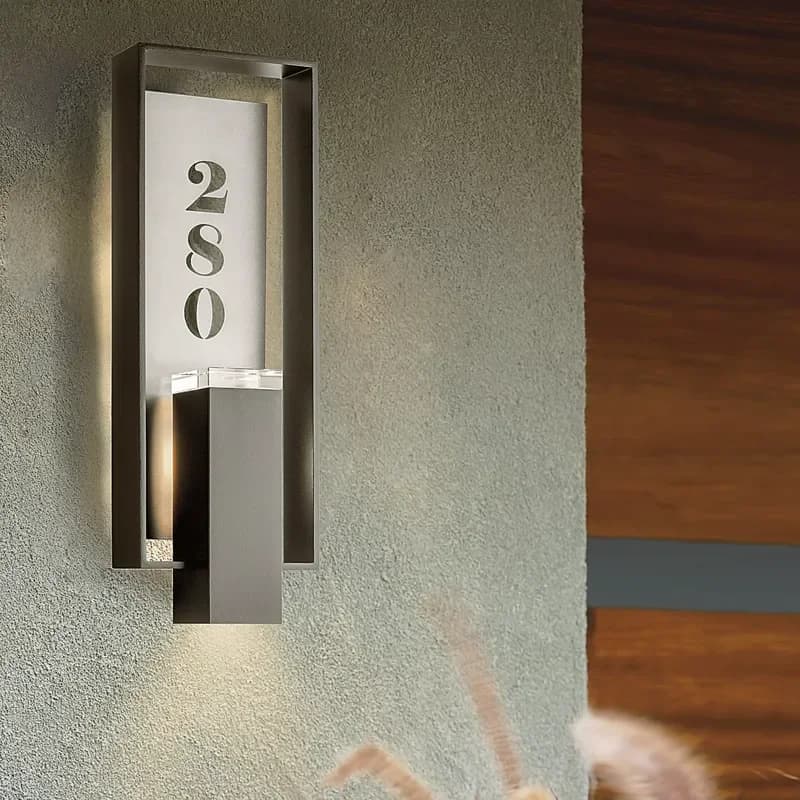 Customizable Address Number Backplate Aluminum LED Outdoor Wall Sconce Water-Proof Black Wall Scone for Entrance Garden