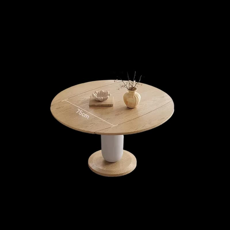 CXX retractable dining table household small apartment, square and round dual-purpose log wind solid wood, round table