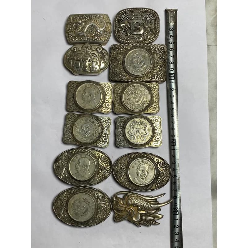 Antique Craft Pure Copper Silver-Plated Belt Buckle Men's Accessories