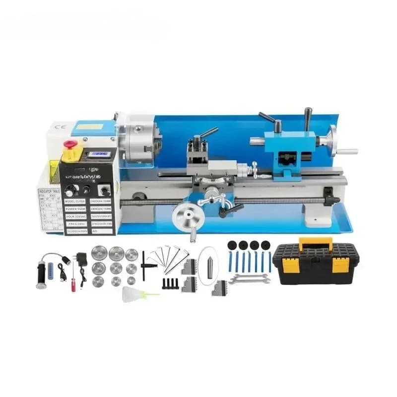 MiniMetal Lathe Machine 7"x14"Benchtop Digital Display 550W Variable Speed With 3-jaw Chuck For Metal Turning Threading