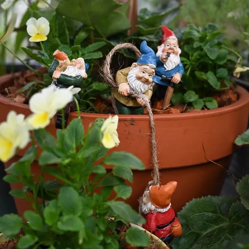 Mini Gnome Statue Outdoor Fairytale Garden Resin Crafts Flower Pot Dwarf Micro Landscape Ornaments Gardening Home Decoration