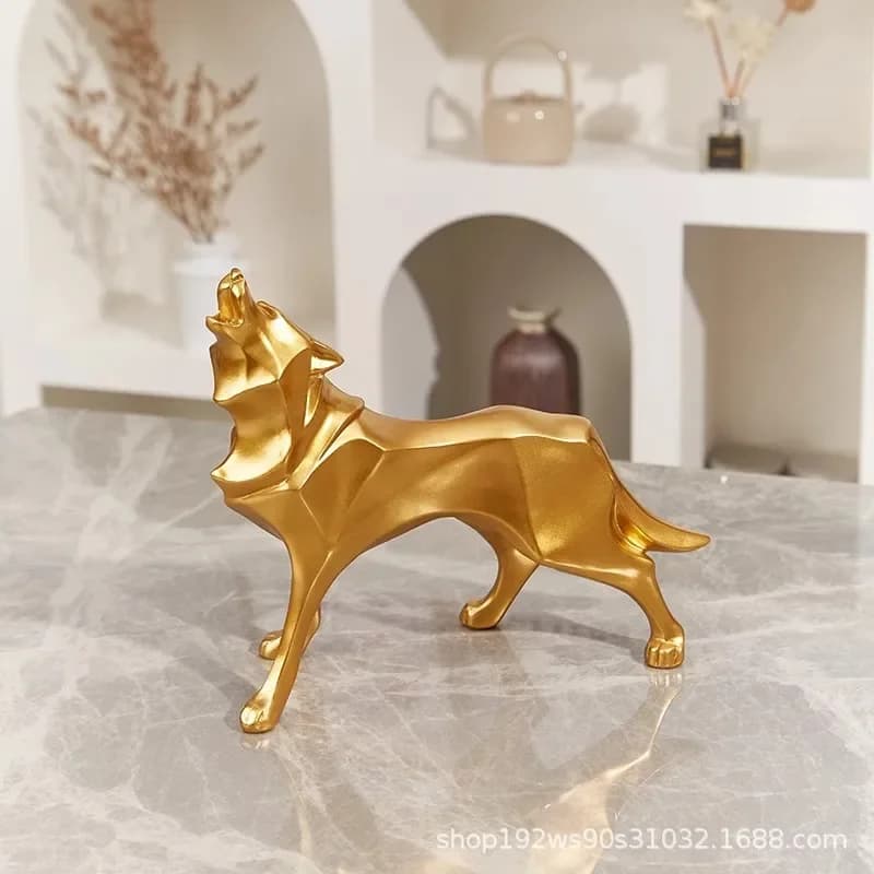 CLL Modern Simple Geometric Wolf Ornament Light Luxury Style High-end Home Decorations TV Cabinet Resin Crafts