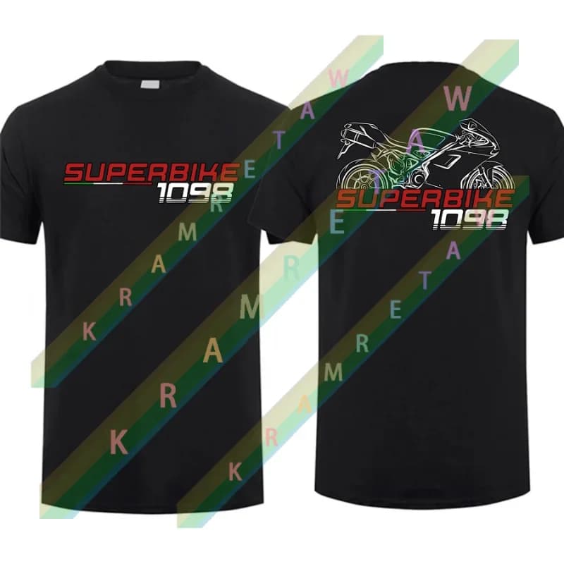 Motorcycle T-shirt Ducatis Superbike 1098 T-shirt motorcycle Graphic Summer Short Sleeves 100% Cotton