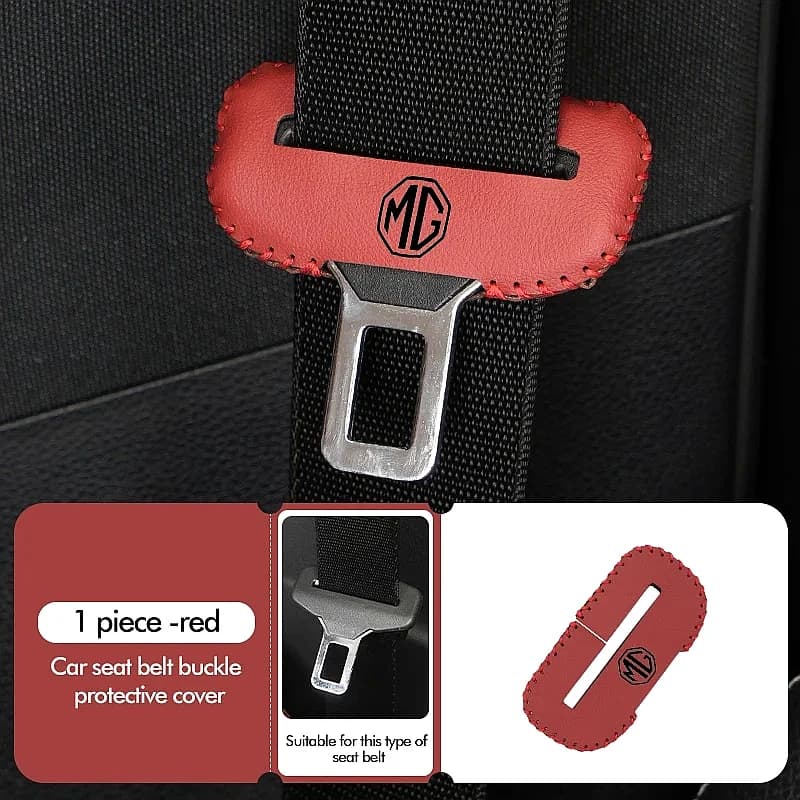Wear Resistant Safety Belt Buckle PU Leather Cover For MG Mulan MG6 ZS HS MG4, Anti Scratch Car Interior Protector Parts