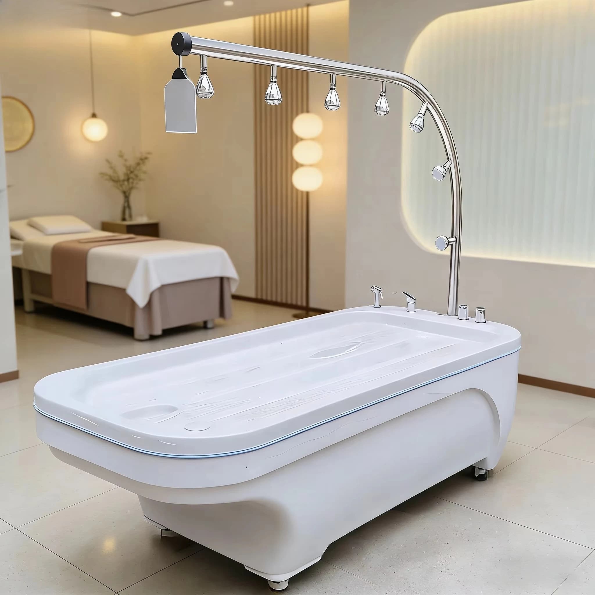 Modern New Factory Direct Sales Spa Jet Water Massage     Acrylic Stainless Steel Vichy Shower for Spa Gym Wellness Care