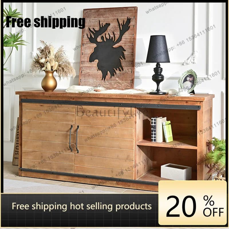 hot floor-to-ceiling solid wood sliding door drawer storage chest cabinet household living room wall locker