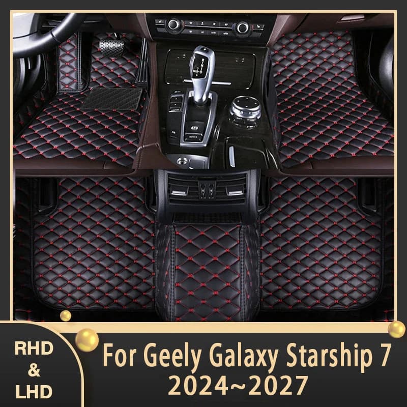Car Floor Mats For Geely Galaxy Starship 7 Starray EM-i 2024~2027 Waterproof Auto Foot Pads Leather Carpet Interior Accessories