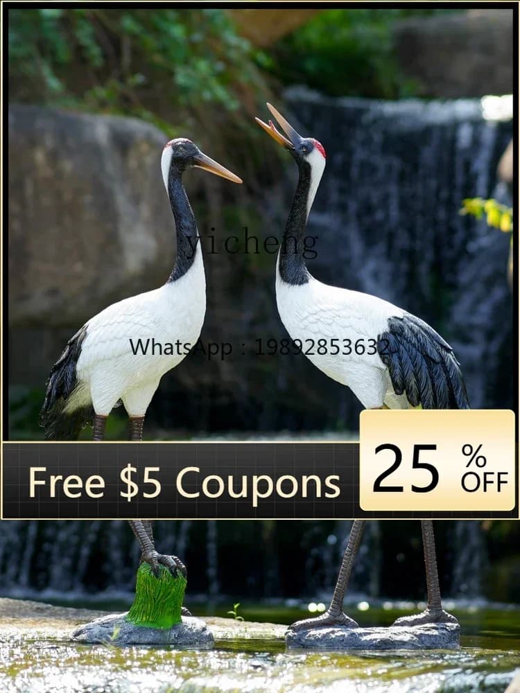 AA Simulation Crane Sculpture Fiberglass Egret Garden Sales Office Landscape Decoration Red-Crowned Crane Model