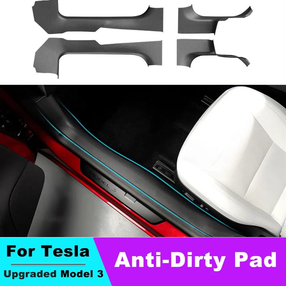 For Tesla Model 3 2024-2026 Car Front Rear Door TPE Threshold Protector Central Control Side Anti-kick Pad