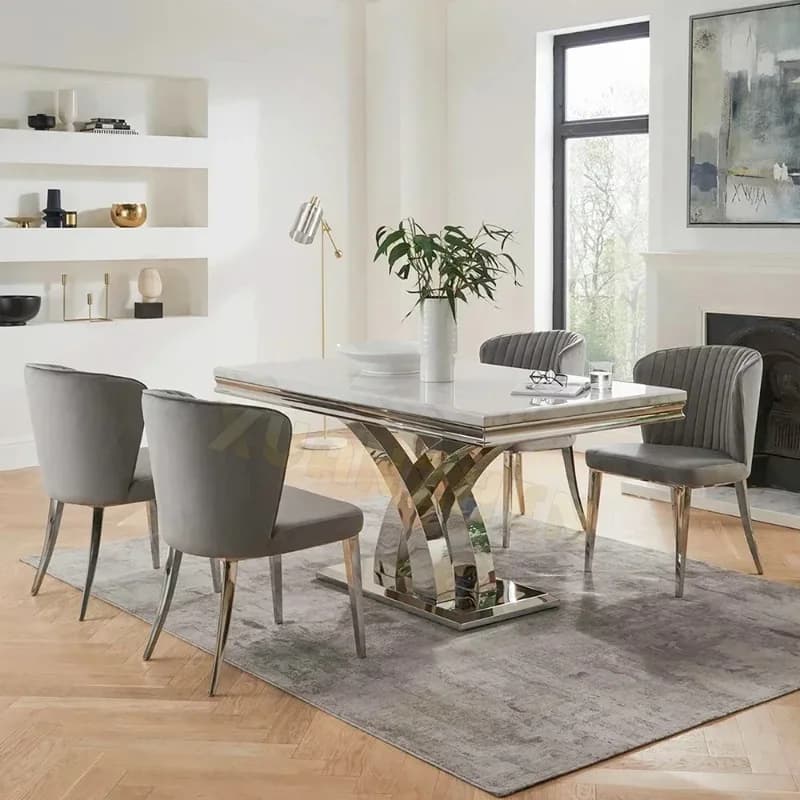 FurnitureModern Dining Table Set 6 Seater Marble Table Luxury Dining Tables Living Room,