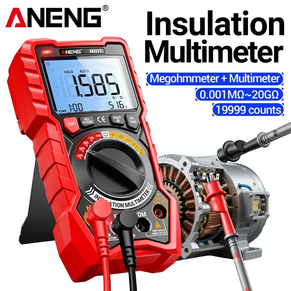 Insulation Resistance Multimeter 2-in-1 ANENG 19999 MH17 AC/DC Voltage Meter Lithium Battery Megohmmeter PI/DAR Car Repair Tools