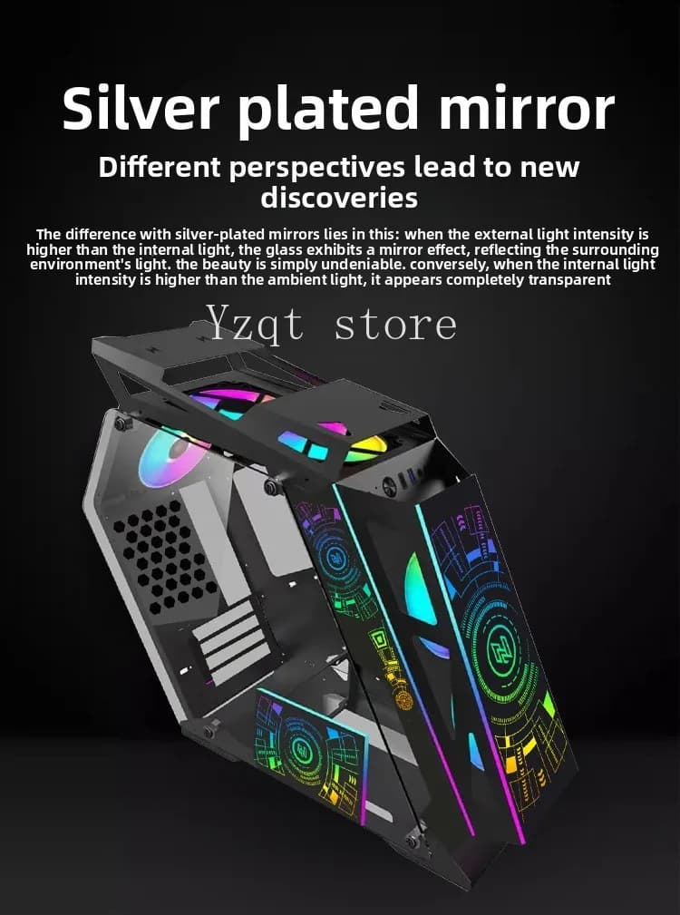 Cool black e-sports special-shaped chassis desktop computer Internet cafe Internet cafe game light-transmitting chassis
