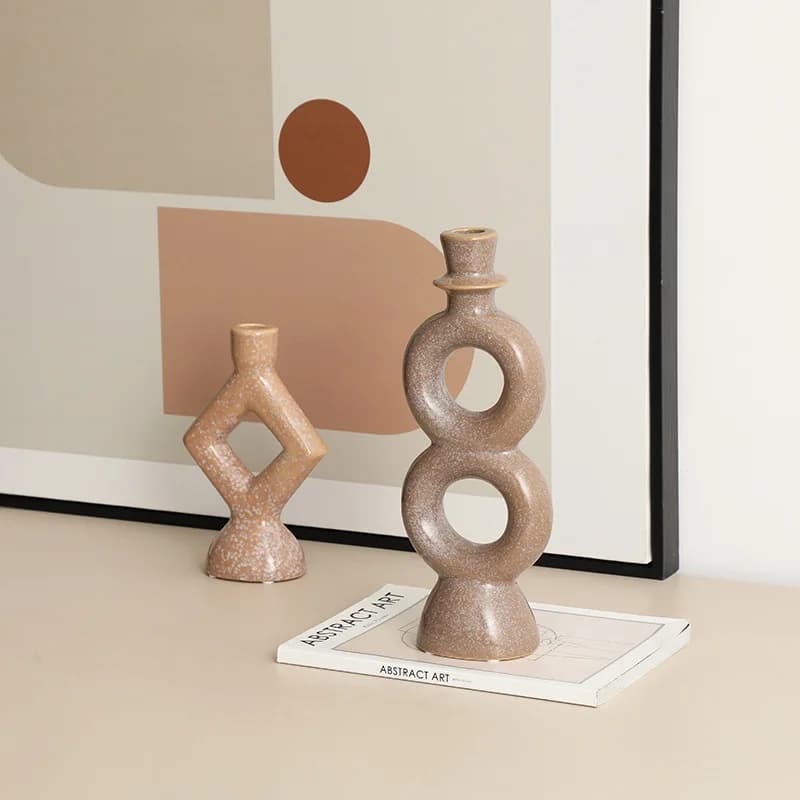 Modern ins style creative geometric ceramic candle holder model room living room dining table decorative cabinet creative
