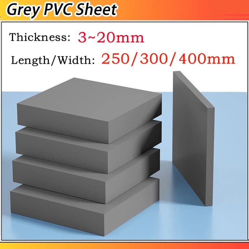 1~5pc Grey PVC Sheet Thickness: 3/4/5/6/8/10/12/15/20mm Length/Width:250/300/400mm Polyvinyl Chloride Hard Sheet